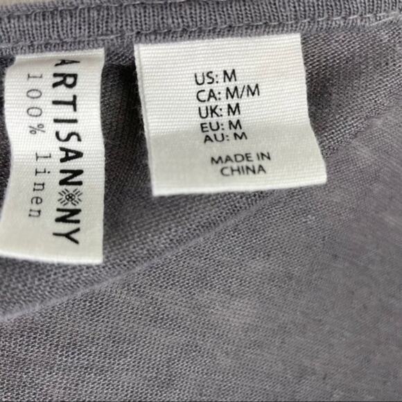 Artisan NY Fly Away Linen Cardigan Sweater Open Front Gray Lightweight Size L - Picture 7 of 8